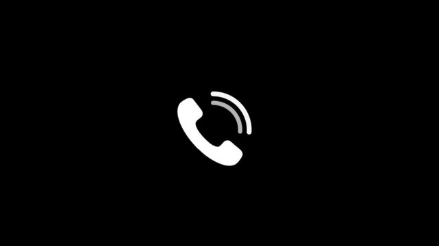 Smart phone call ring icon animation with isolated black background.