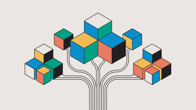 Abstract digital tree diagram showing hierarchical data structure blocks
