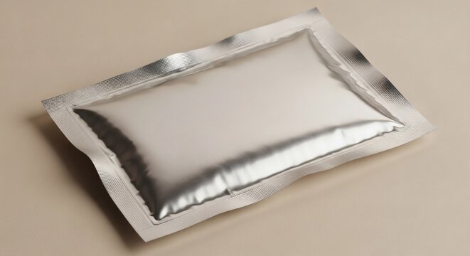 Metallic foil packaging pouch for commercial product containment Ideal for food cosmetic or pharmaceutical items Perfect for branding strategies and retail merchandising in diverse marketplaces