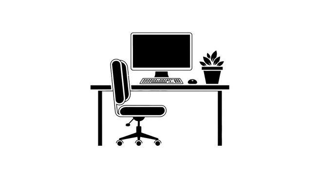 Office Chair in Front of Desk.