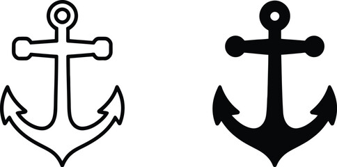 Anchor icon, anchor sign vector illustration with modern flat style for nautical navigation and marine travel interface design © Komola