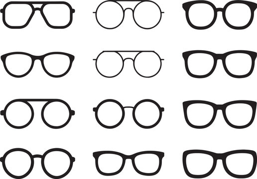 Set of glasses and sunglasses vector illustration collection for fashion eyewear design