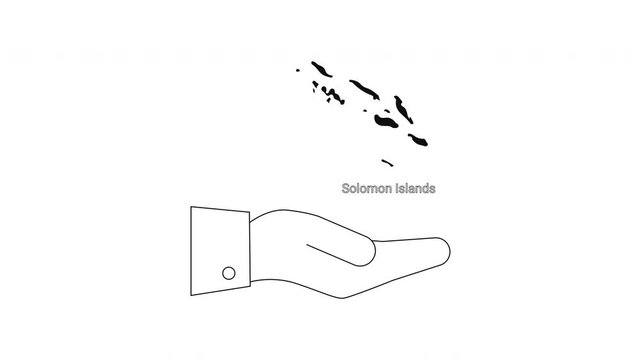 Solomon Islands Map Outline Held in Hand.