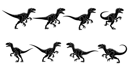 Naklejka premium Dinosaur Silhouette Animation Sequence