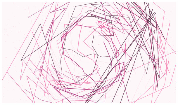 Abstract pink lines creating a chaotic yet artistic spiral on light background.