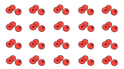 Seamless pattern of cute red cranberries isolated on a white background. Sweet berry fruit graphic design, perfect for kitchen textiles, healthy food packaging, wrapping paper, and wallpaper. © Isti