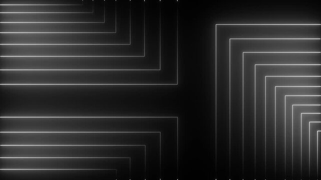 Neon lights blinking lines moving animation. colorful neon line on black background. Animation of glowing neon white lines background resolution video