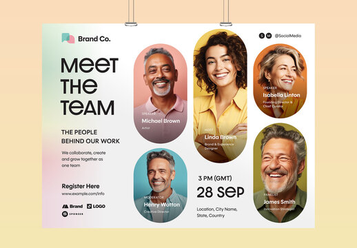 Meet The Team Flyer Poster Template