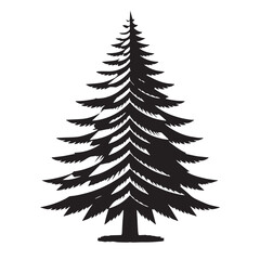 Obraz premium Black Christmas tree Silhouette Vector, High Quality Illustration on White Background