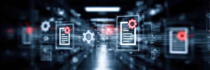 Fototapeta premium Engineers manage risk through a control panel where validation and verification ensure compliance during a deep audit and technical review.