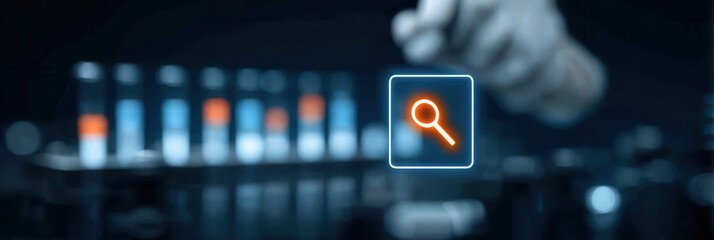 Fototapeta premium A futuristic lab handles risk with a control hub where validation and verification prove compliance for an audit and safety review.