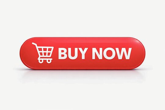 Red buy now shopping button with shopping cart icon