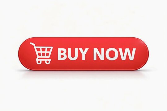 Red buy now button with shopping cart icon