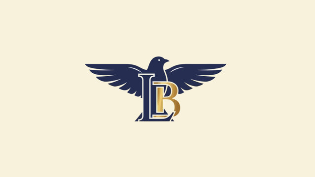 Elegant Eagle Logo with LB Monogram, Symbolizing Power and Prestige