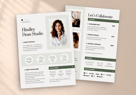 Simple Media Kit Template, Brand Pitch Deck, Rate Card, PDF Press Kit & Sponsorship Proposal Layout