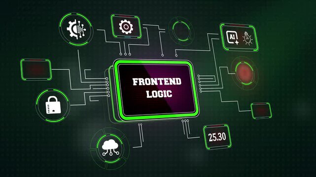 Digital interface framework analyzing frontend logic javascript code components and automated user terminal graphic layout rendering speed metrics