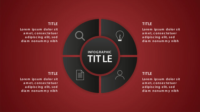 Vector Dark Mode Infographic Set for Financial Data Visualization and Technology Brochure, Clean Text Layout with Editable Steps.