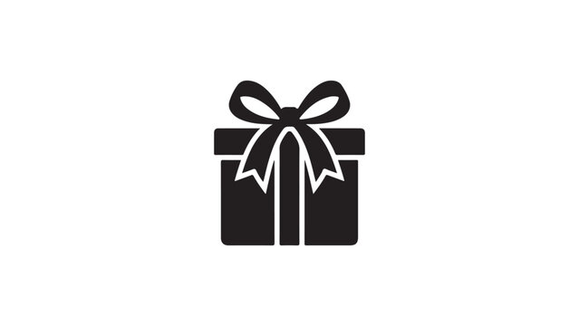 Vector gift box with decorative ribbon festive holiday present package silhouette icon
