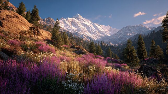 Fairy Meadows in summer Pakistan with Nanga Parbat mountain view