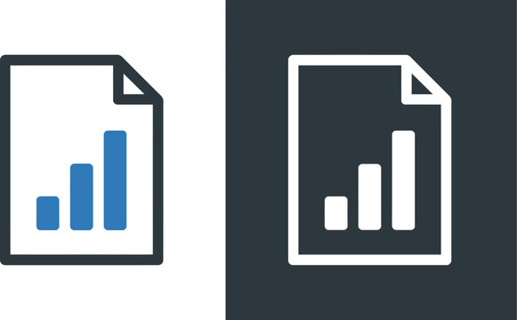 Business report document bar chart icon vector illustration with minimalist flat outline and glyph style for analytics design