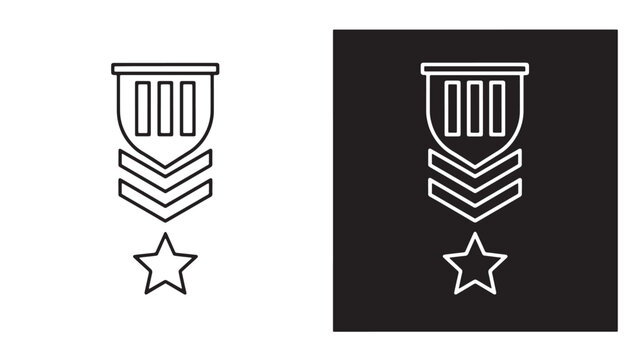 Trophy icons side-by-side with star and chevrons on black background featuring icon, military, rank with insignia and badge elements for award,