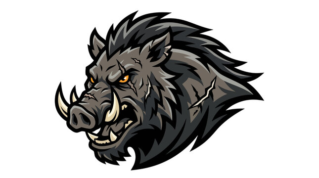 Wild boar head mascot in pixel art style