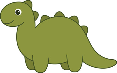Cute cartoon green baby dinosaur character illustration with spikes on its back isolated on white background © Monzurul