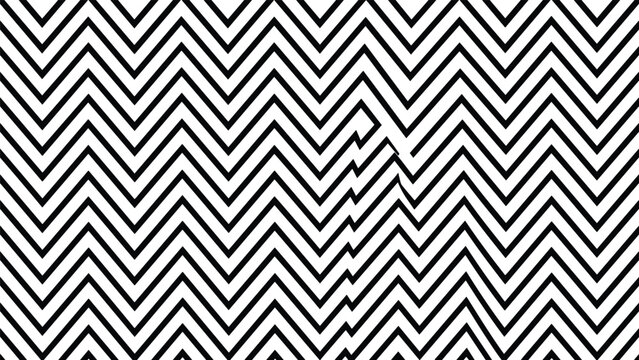Abstract zigzag chevron pattern illustration, bold geometric line texture, seamless black white background, modern optical design, repeating vector surface