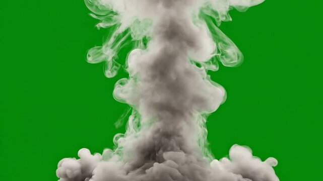 Smoke, fog, gray smoke rising, green screen background, chroma key 4k Video