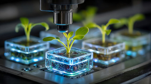 Microfluidics Lab-on-a-Chip System for Agriculture, Flowing Liquid Nutrients, Crop Monitoring, Nanotechnology and Advanced 3D Scientific Visualization for Smart Farming 