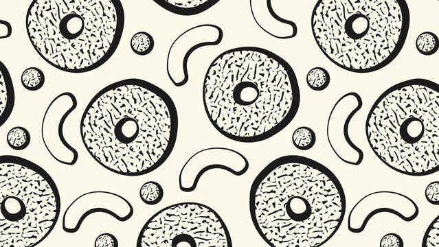 90's Memphis computer wallpaper seamless pattern black design
