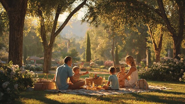Family leisure and people concept happy mother father and children outdoors
