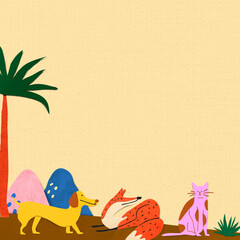 Naklejka premium Paper craft background, colorful animal in nature design