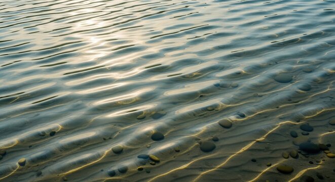 Rippling water surface over sandy seabed with pebbles