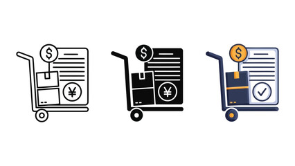 Shopping cart with boxes and invoice vector illustration © JOSNA 