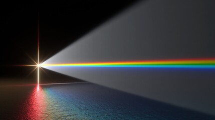Fototapeta premium Light beam splitting into spectrum of colors through prism, science and physics concept