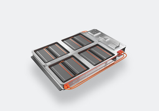 Electric Vehicle Solid-State Battery Pack 3D Illustration, High Isometric View