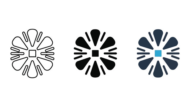 Geometric abstract floral icon set, vector illustration
