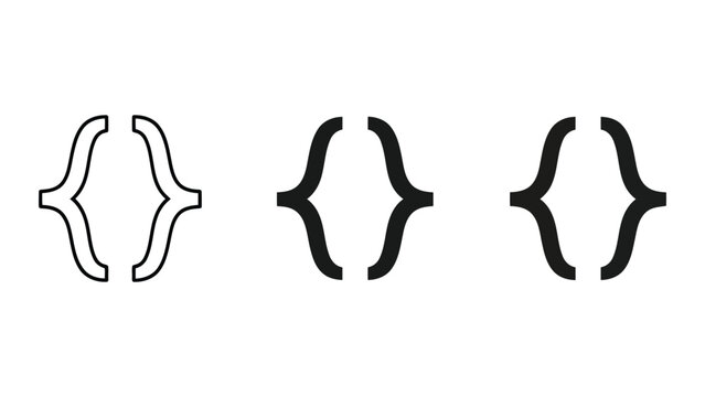 Set of curly brackets in different line styles vector illustration
