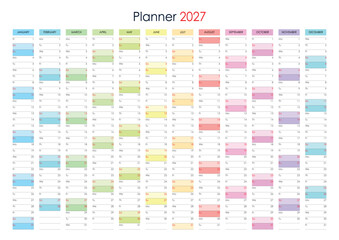 2027 Full Year Planner Chart for Business and Personal Events © pawczar