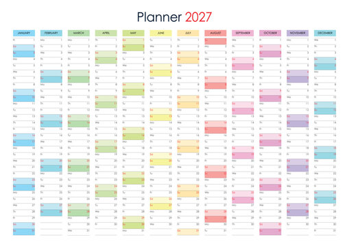 2027 Full Year Planner Chart for Business and Personal Events