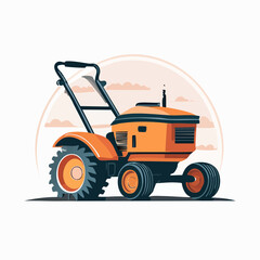 Obraz premium Illustration of an orange walk-behind tractor