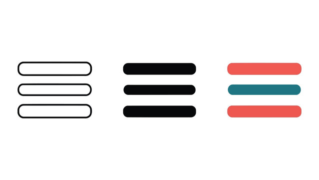 Hamburger menu icon vector illustration, three horizontal lines