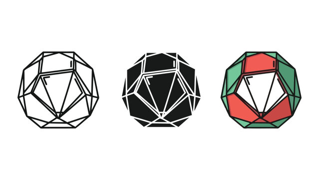 Geometric polyhedral sphere vector illustration set