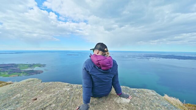 The midsund stairs in Otr&oslash;ya outside Molde in Norway. The longest stairs in Norway takes you from the sea level to the top of R&oslash;rsethhornet at 650 MASL. Famous Norwegian tourist attraction.