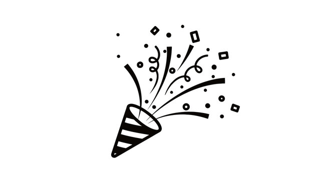 Black and white party popper icon.