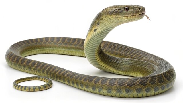Isolated prehistoric marine snake Palaeophis on a solid white studio background