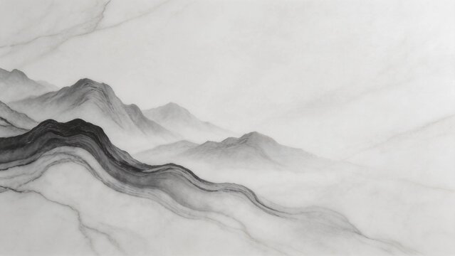 Marble Slab with Mountain Ink Veins