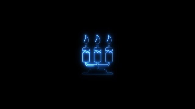 Minimalistic neon blue 3 d animated candle flames isolated on black background 3 d rendering of digital candle flames for modern projects