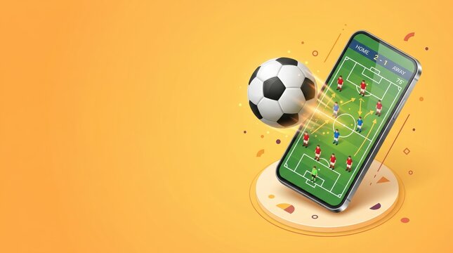 Mobile Sports Betting Smartphone with Soccer Pitch Screen